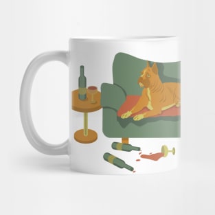 Boxer drinking wine on the sofa Mug